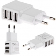 Cargador de energía rápida 5V 2.0A puertos USB 3-Inteligente