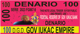 DENARIOS SERIE  2023 (MONEY FIAT) DIPLOMATIC AFFAIRS. 96 CENTS  OF GRAND DOLLAR 