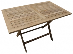 Mesa de exterior en madera teka de 70x120x75 cm en liquidación por fín de temporada