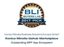 bizhub MarketPlace de Konica Minolta recibe el premio BLI Winter 2017 Pick Award