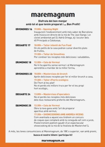 Jornadas Culinarias en Maremagnum Barcelona, #bonprofit a partir de hoy 16 de septiembre