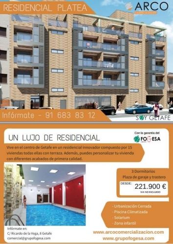 Nueva promoción de viviendas en Residencial Platea en Getafe