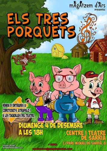 Los 3 cerditos vienen al Teatro del barrio de Sarrià (Barcelona) este 4 de diciembre