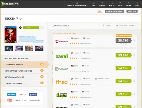 Gocdkeys, la plataforma que compara precios de videojuegos