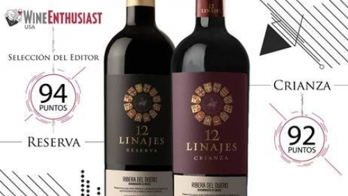 12 Linajes Reserva 2012 único Ribera del Duero que consigue 94 puntos y Selección del Editor en la revista americana Win