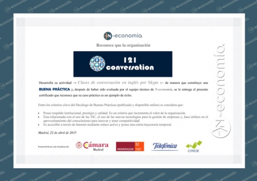 N-economía otorga a 121Conversation el certificado de buenas prácticas e innovación tecnológica