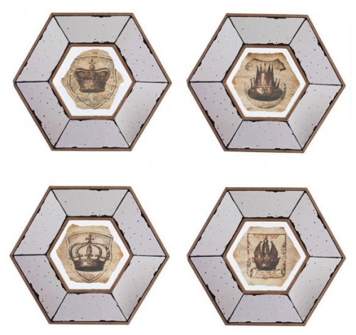 Dale un toque místico con estos cuadros sobre madera de coronas en color champán