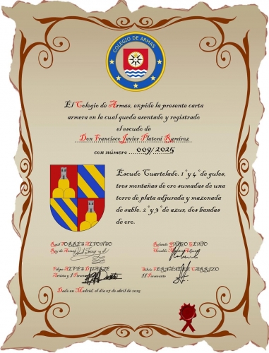 Príncipe Francisco Platoni Recibe Carta Armera del Colegio de Armas