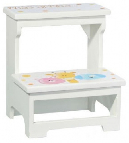 Escalera infantil de dos peldaños en color blanco, ideal para tus niñas.