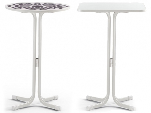 Mesa alta de terraza, fabricada en tablero aglomerado