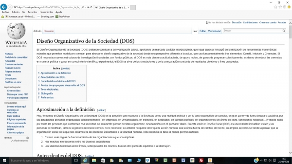 Wikipedia alberga una entrada sobre el 'Diseño Organizativo de la Sociedad'