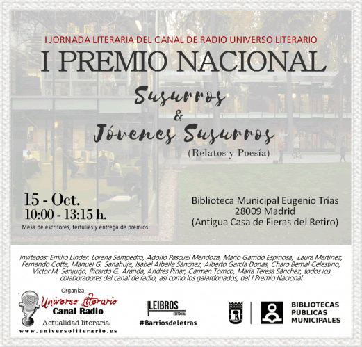 Radio Universo Literario organiza la I jornada literaria con motivo del I Certamen Nacional Susurros