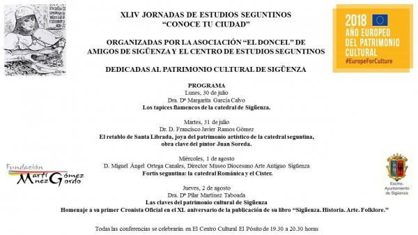 Las XLIV Jornadas de Estudios seguntinos estarán dedicadas al Patrimonio Cultural de la Ciudad del Doncel 