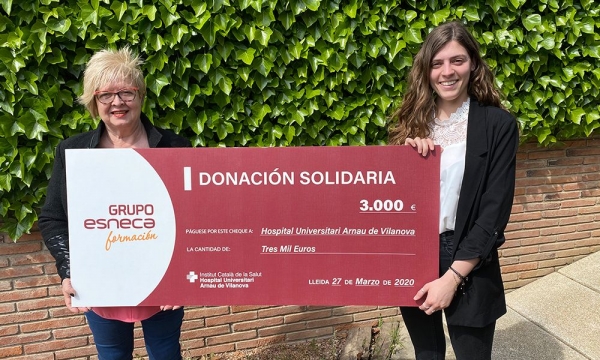 Esneca Business School dona 3.000 euros al Hospital Universitari Arnau de Vilanova de Lleida para ayudar a combatir el c