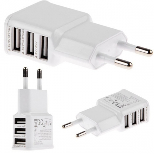 Cargador de energía rápida 5V 2.0A puertos USB 3-Inteligente