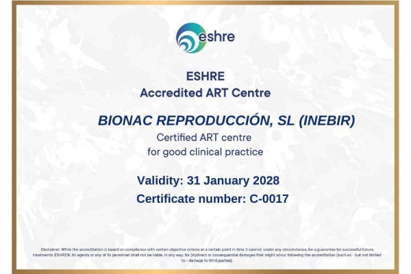Inebir obtiene la certificación ESHRE en Buenas Prácticas Clínicas y de Laboratorio