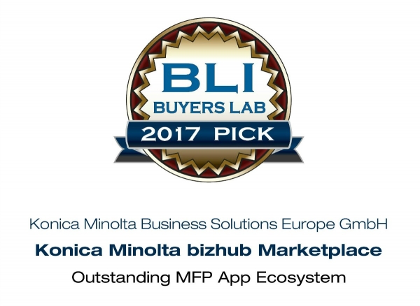 bizhub MarketPlace de Konica Minolta recibe el premio BLI Winter 2017 Pick Award